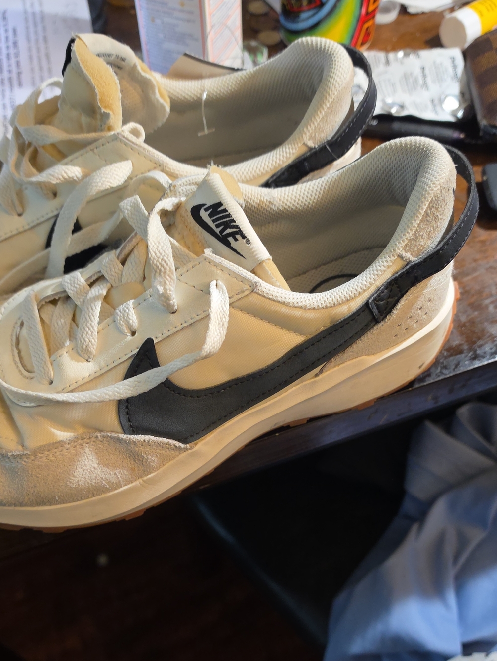 Nike Cream and Black Retro Low-Top Sneakers